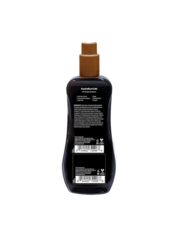Australian Gold SPF 50 Instant Bronzer Spray Gel Suncream 237ml - Image 2 of 2
