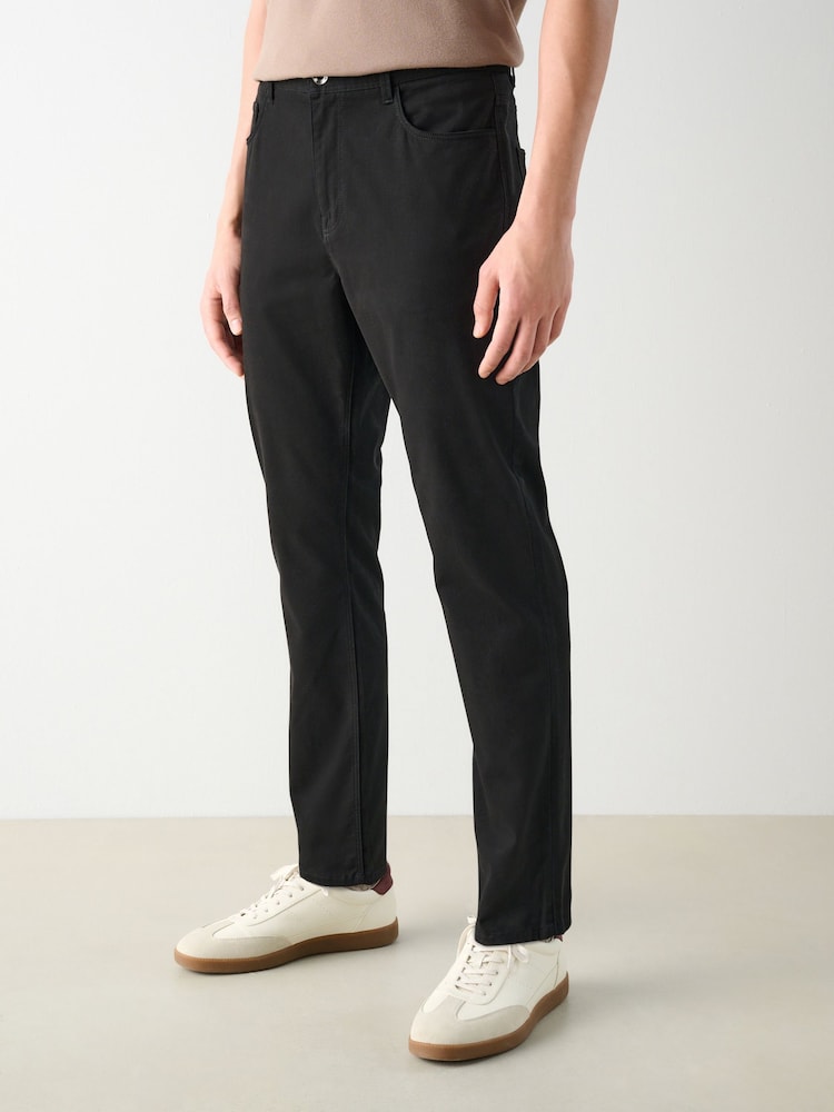 Black Slim Fit 5 Pocket Soft Touch Trousers - Image 1 of 9 Black Slim Fit 5 Pocket Soft Touch Trousers - Image 1 of 9
