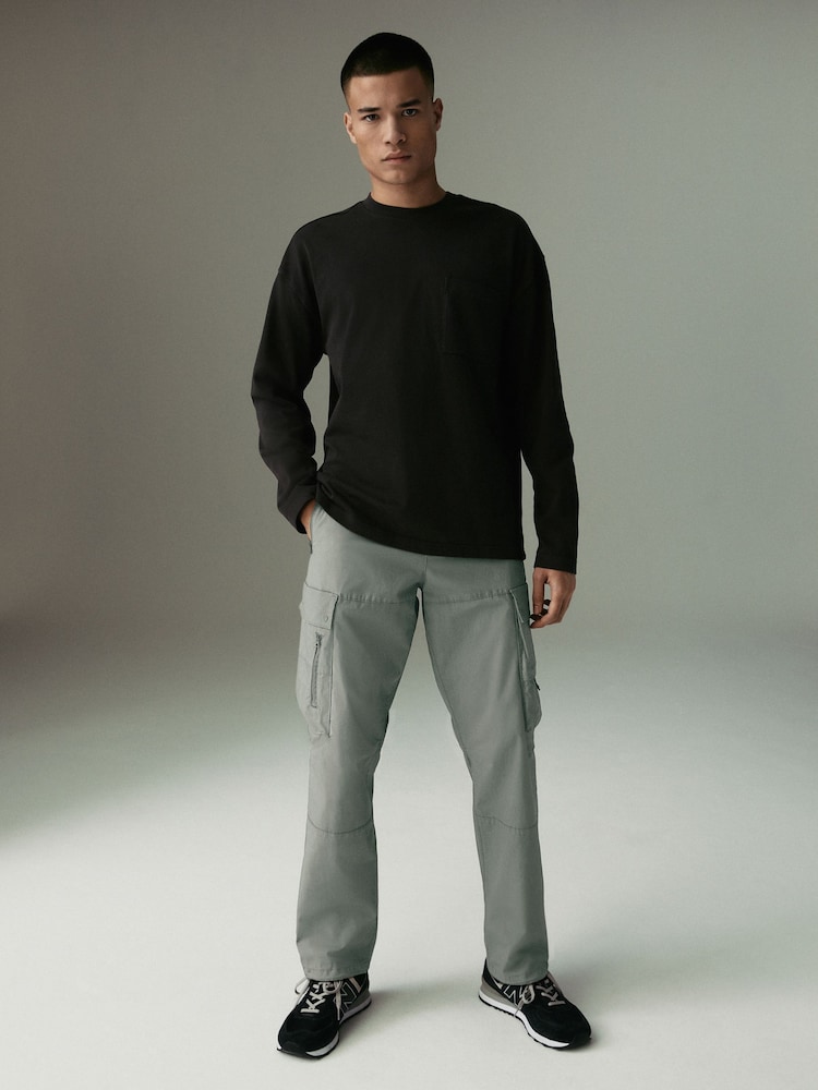 Sage Green Regular Tapered Fit Tech Stretch Utility Cargo Trousers - Image 2 of 9