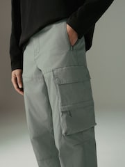 Sage Green Regular Tapered Fit Tech Stretch Utility Cargo Trousers - Image 4 of 9