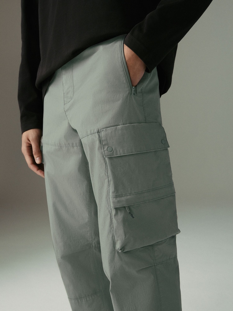 Sage Green Regular Tapered Fit Tech Stretch Utility Cargo Trousers - Image 4 of 9