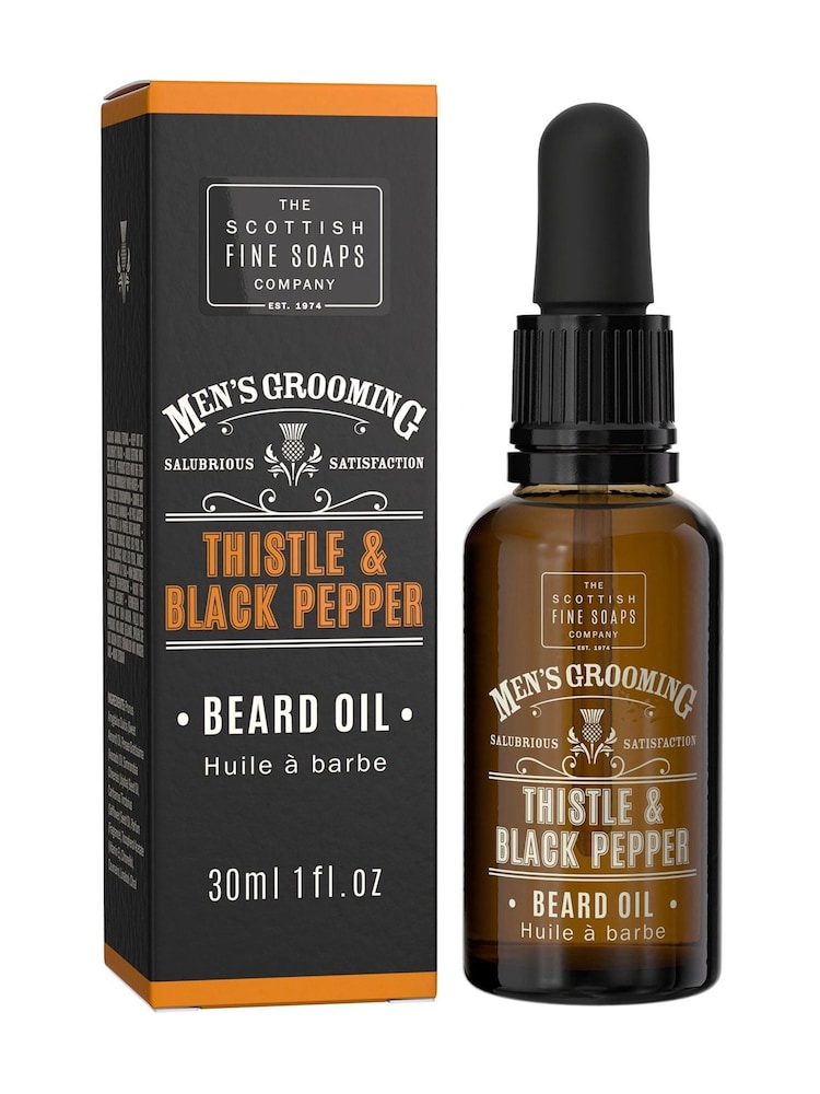 Scottish Fine Soaps Thistle Black Pepper Beard Oil 30ml - Image 1 of 1 Scottish Fine Soaps Thistle Black Pepper Beard Oil 30ml - Image 1 of 1