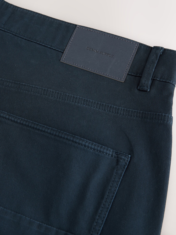 Navy Blue Slim Fit 5 Pocket Soft Touch Trousers - Image 9 of 9