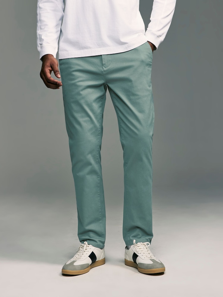 Teal Blue Slim Fit Stretch Chinos Trousers - Image 1 of 9
