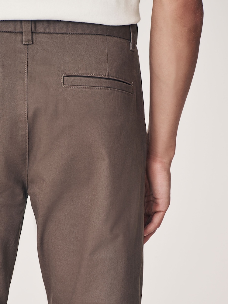 Truffle Brown Straight Fit Stretch Chinos Trousers - Image 5 of 10
