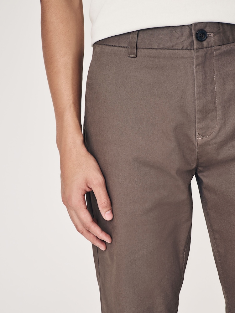 Truffle Brown Straight Fit Stretch Chinos Trousers - Image 6 of 10