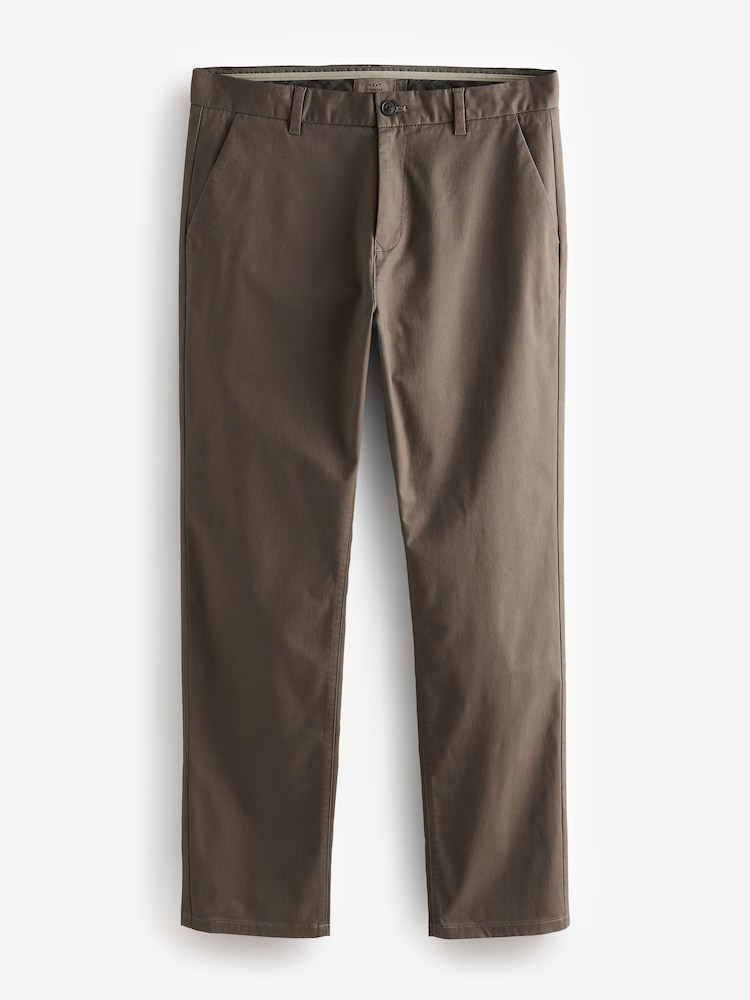 Truffle Brown Straight Fit Stretch Chinos Trousers - Image 7 of 10