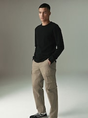 Light Brown Regular Tapered Fit Tech Stretch Utility Cargo Trousers - Image 2 of 10