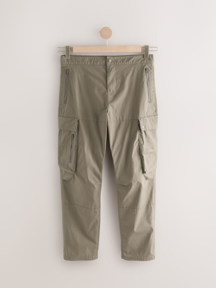 Light Brown Regular Tapered Fit Tech Stretch Utility Cargo Trousers - Image 6 of 10