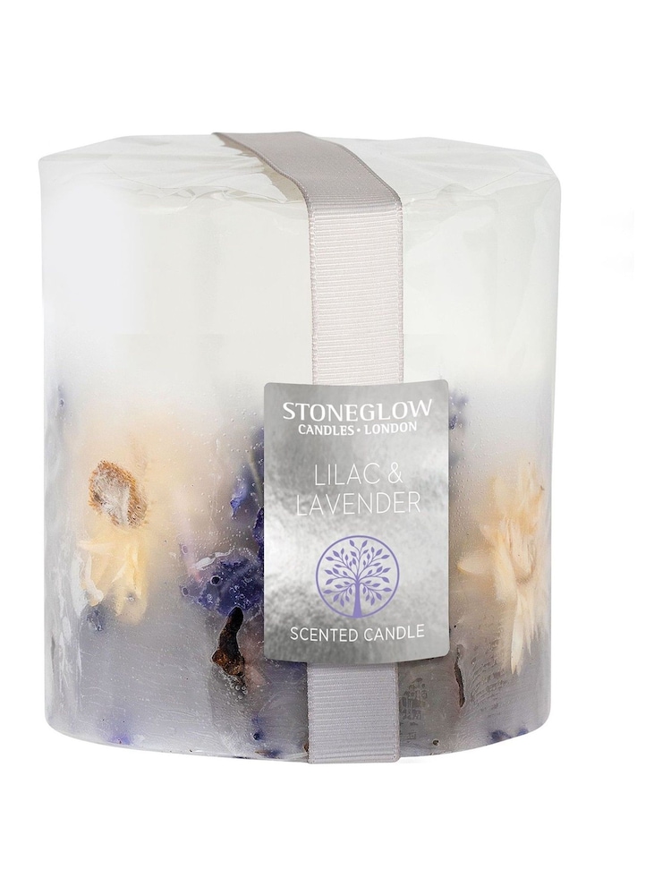 Stoneglow Lilac & Lavender Natures Gift Pillar Scented Candle - Image 2 of 2 Stoneglow Lilac & Lavender Natures Gift Pillar Scented Candle - Image 2 of 2