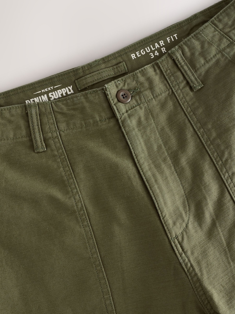 Vert kaki - Pantalon de travail style vêtements de travail à poches 100% coton - Image 10 of 12