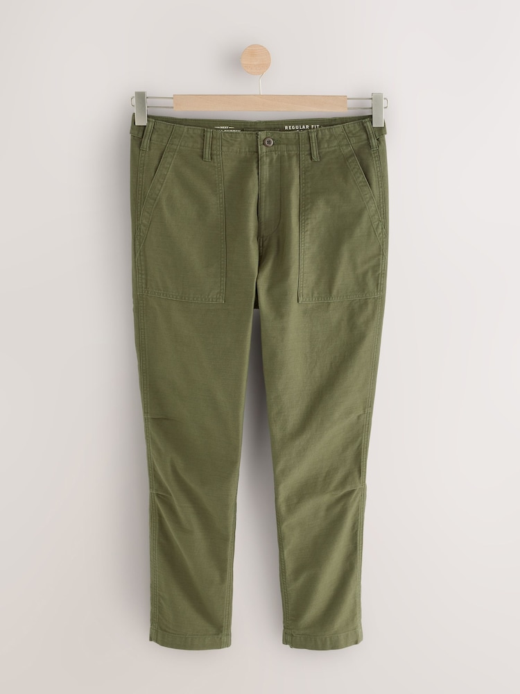 Vert kaki - Pantalon de travail style vêtements de travail à poches 100% coton - Image 7 of 12