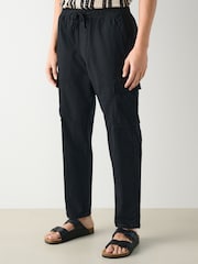 Preto - Calças cargo de Linen e algodão - Imagem 1 de 9