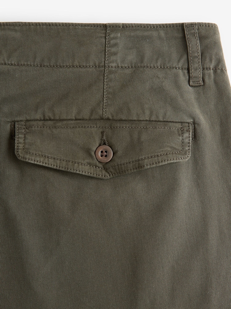Khaki Green Regular Tapered Fit Textured Chino Trousers - Image 10 of 11