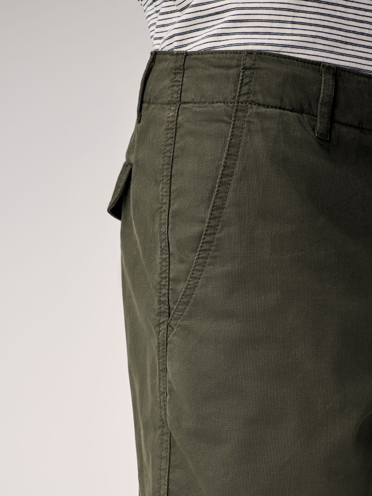 Khaki Green Regular Tapered Fit Textured Chino Trousers - Image 7 of 11