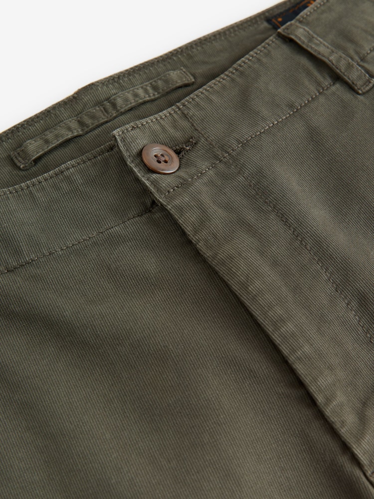 Khaki Green Regular Tapered Fit Textured Chino Trousers - Image 9 of 11