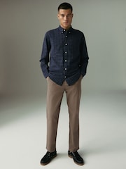 Stone Regular Tapered Fit Textured Chino Trousers - Image 2 of 10