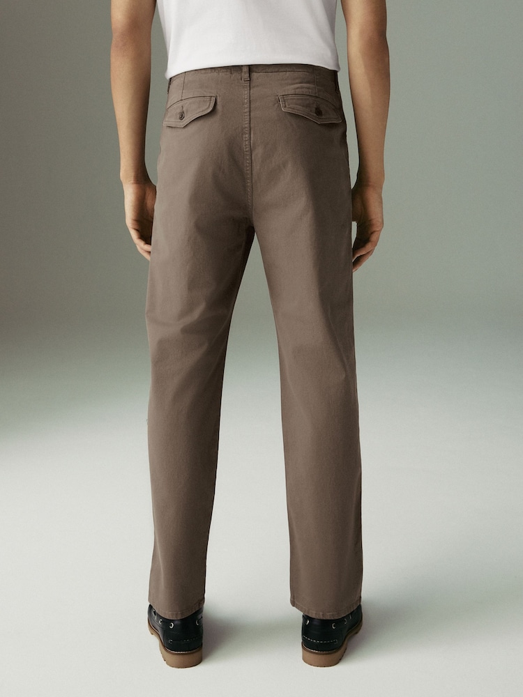 Stone Regular Tapered Fit Textured Chino Trousers - Image 3 of 10