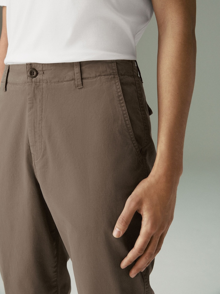 Stone Regular Tapered Fit Textured Chino Trousers - Image 5 of 10