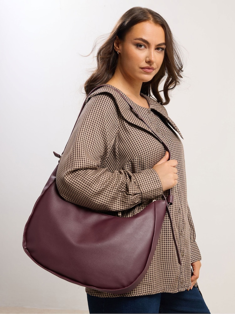 Yours Curve Red Faux Leather Slouched Shoulder Bag - Image 1 of 4 Yours Curve Red Faux Leather Slouched Shoulder Bag - Image 1 of 4
