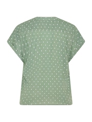 M&Co Green Collarless Short Sleeve Button Through Blouse - Image 6 of 6