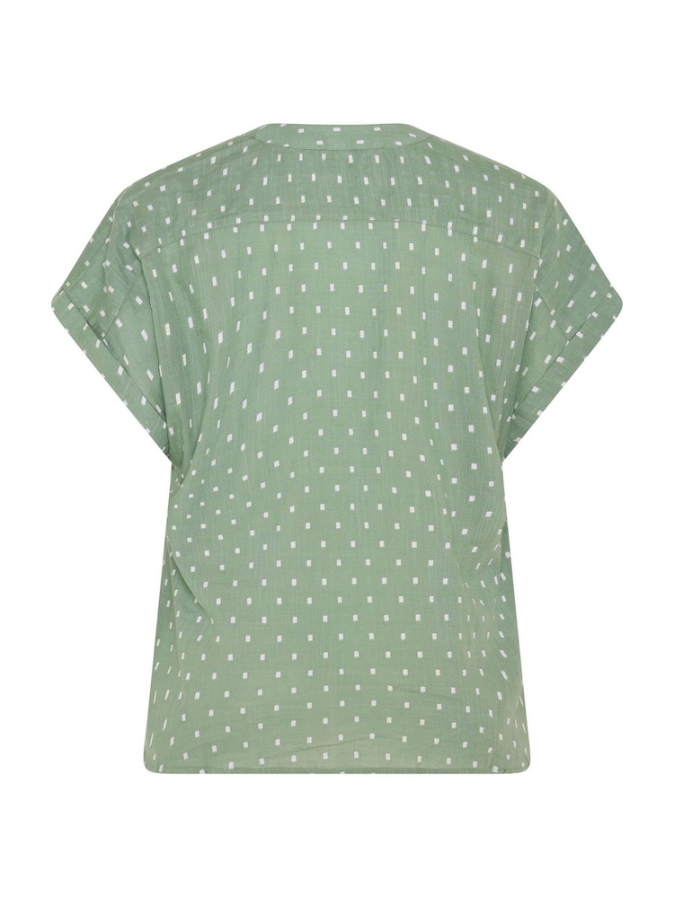 M&Co Green Collarless Short Sleeve Button Through Blouse - Image 6 of 6 M&Co Green Collarless Short Sleeve Button Through Blouse - Image 6 of 6