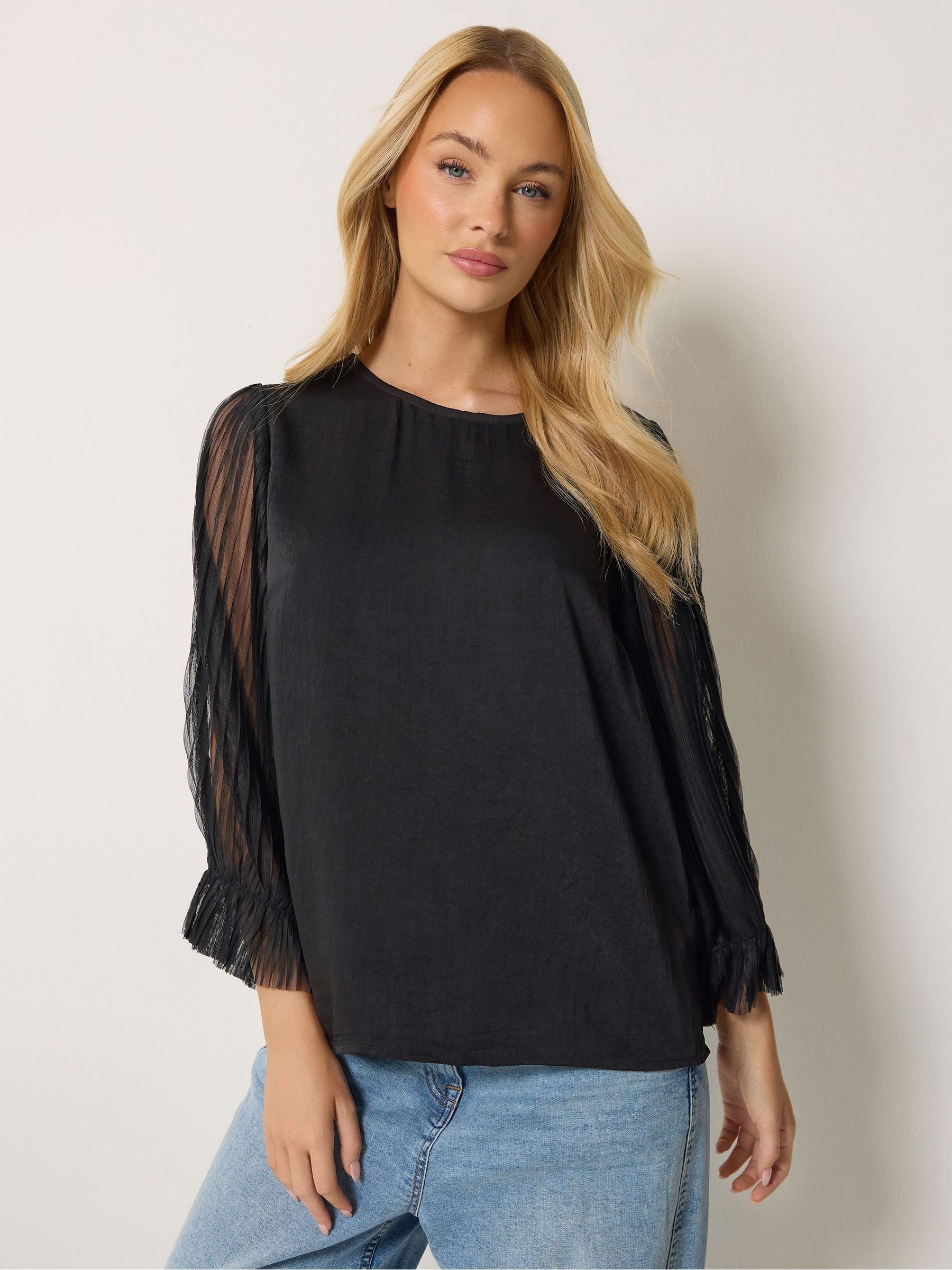 M&Co Black Mco Pleated Sleeve Blouse - Image 2