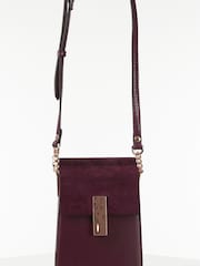 Luella Grey Burgundy Tamsin Phone Cross-Body Bag - Image 3 of 6
