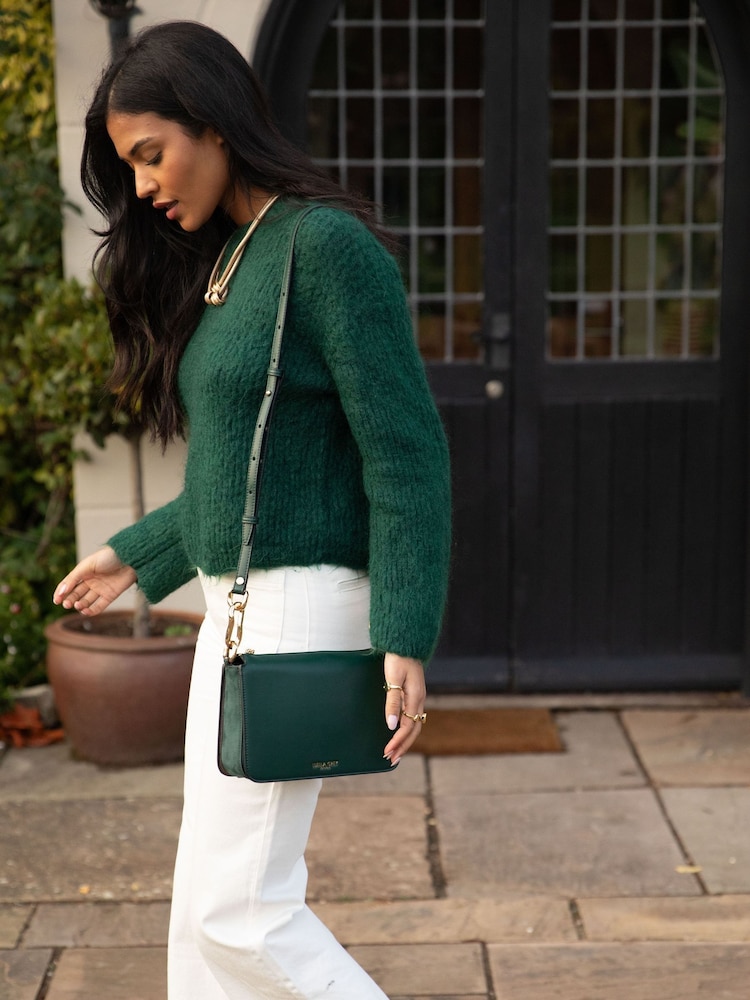 Luella Grey Green Margarita Zip Top Crossbody Bag - Image 6 of 6
