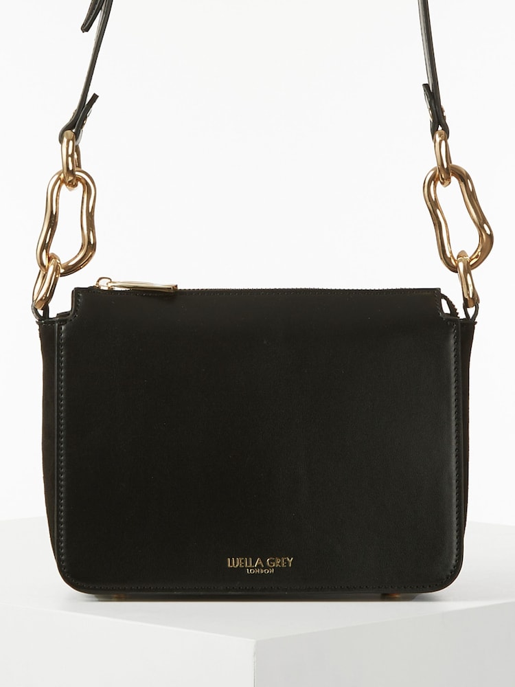 Luella Grey Margarita Zip Top Winter Cross-Body Black Bag - Image 1 of 6