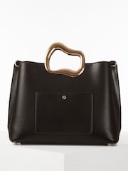 Luella Grey Amy Metal Handle Tote Black Bag - Image 2 of 6