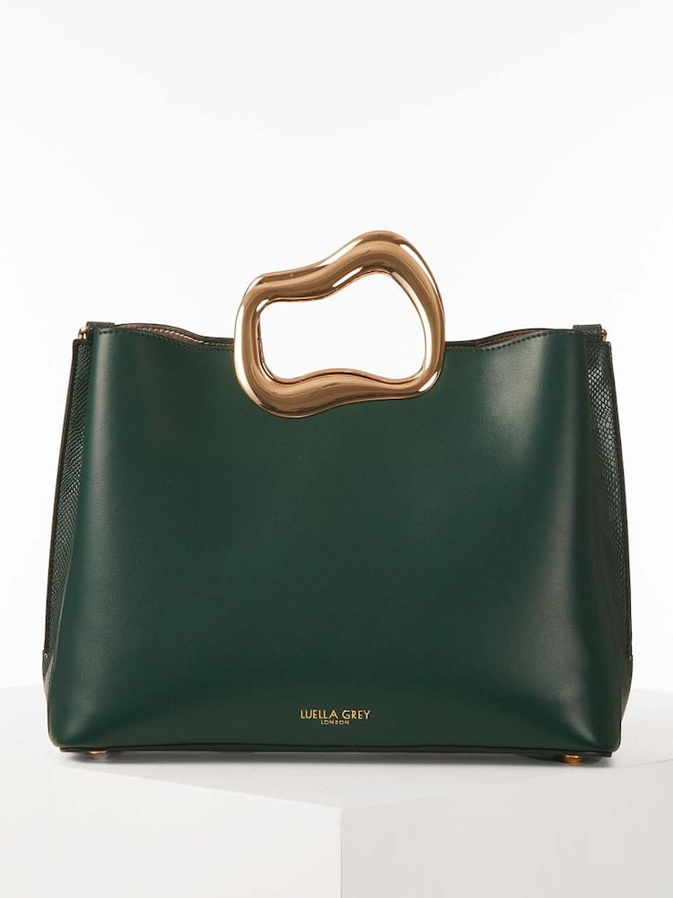 Luella Grey Green Amy Metal Handle Tote - Image 1 of 6