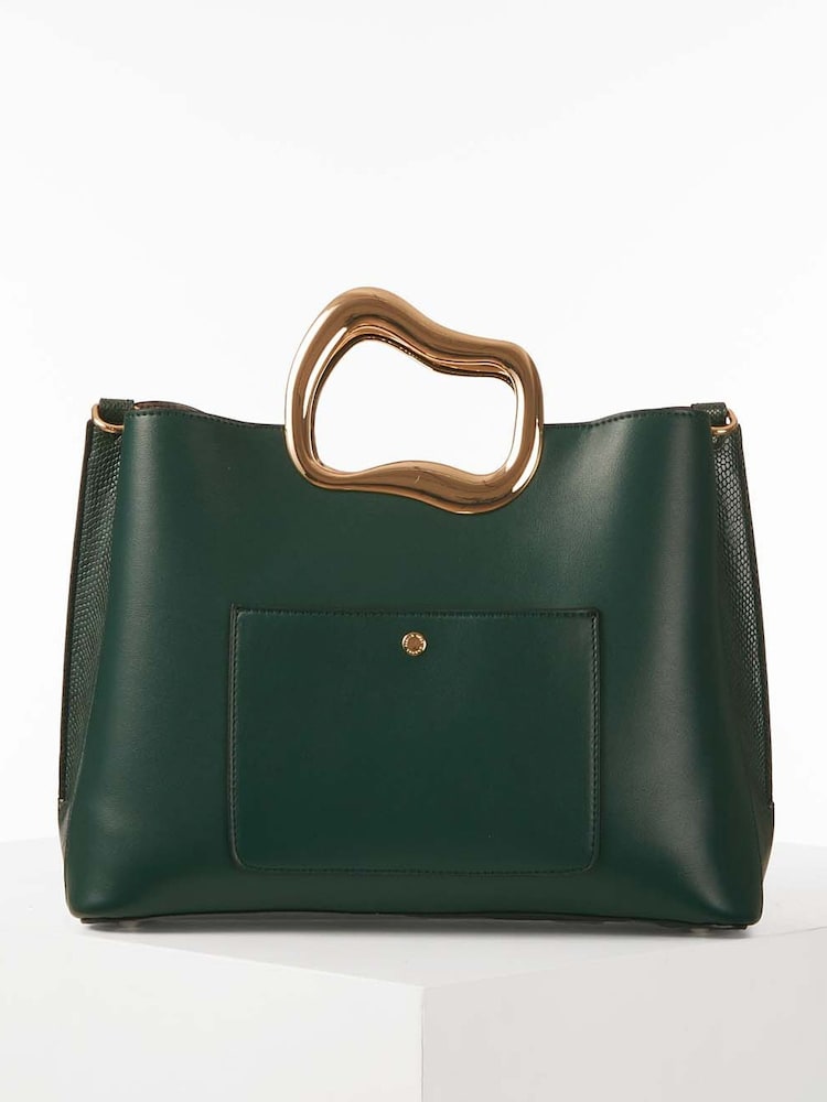 Luella Grey Green Amy Metal Handle Tote - Image 2 of 6