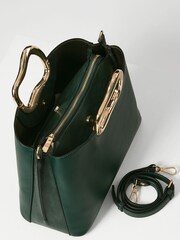 Luella Grey Green Amy Metal Handle Tote - Image 4 of 6
