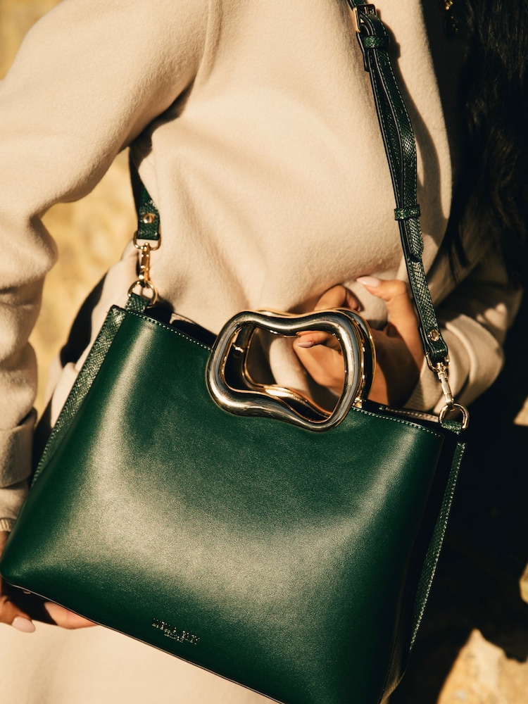 Luella Grey Green Amy Metal Handle Tote - Image 6 of 6