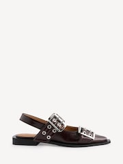 GANNI Red Feminine Buckle Print Ballerinas - Image 1 of 5