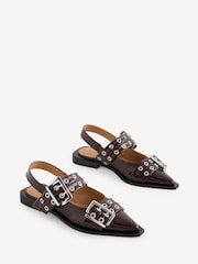 GANNI Red Feminine Buckle Print Ballerinas - Image 2 of 5