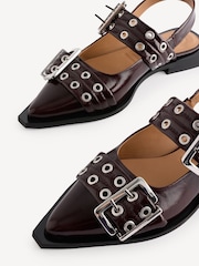 GANNI Red Feminine Buckle Print Ballerinas - Image 3 of 5