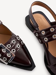 GANNI Red Feminine Buckle Print Ballerinas - Image 5 of 5