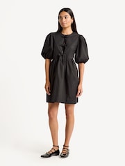 GANNI Black Poplin Tie String Mini Dress - Image 1 of 4