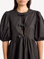 GANNI Black Poplin Tie String Mini Dress - Image 4 of 4