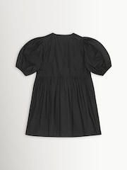 GANNI Black Poplin Tie String Mini Dress - Image 6 of 6