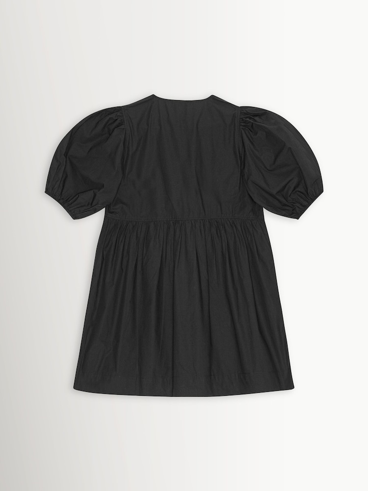 GANNI Black Poplin Tie String Mini Dress - Image 6 of 6 GANNI Black Poplin Tie String Mini Dress - Image 6 of 6