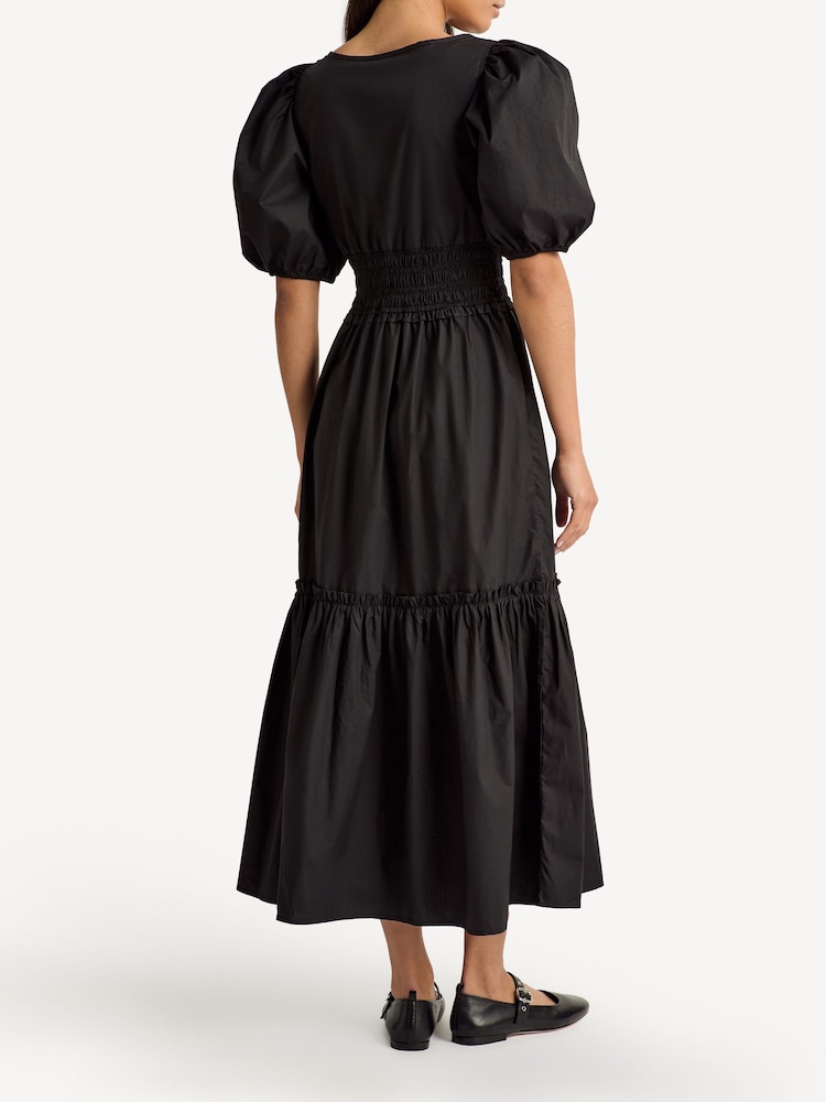 GANNI Black Poplin Midi Smock Dress - Image 2 of 3