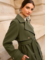 Friends Like These Khaki Mid Length Belted Trench Coat - Image 3 of 5