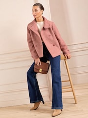 Love & Roses Pink Short Funnel Neck Jacket - Image 3 of 5