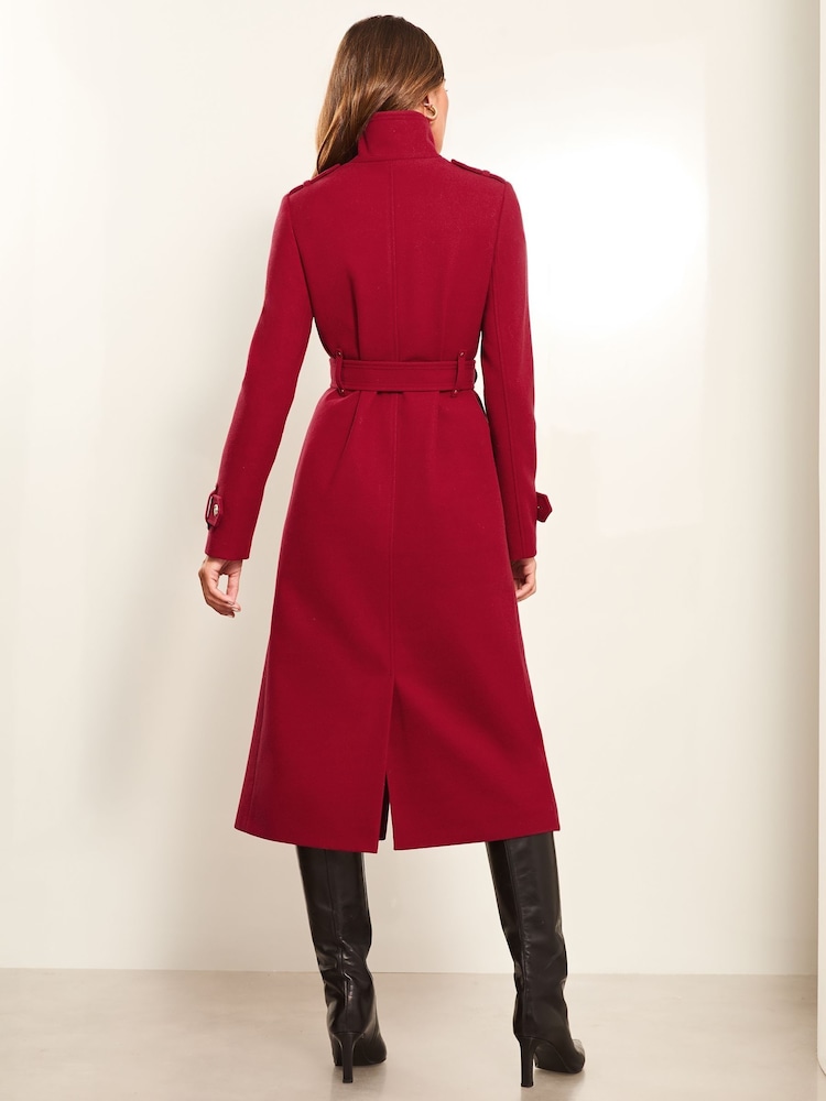 Lipsy Funnel Neck Belted Longline Coat - Image 4 of 4 Lipsy Funnel Neck Belted Longline Coat - Image 4 of 4