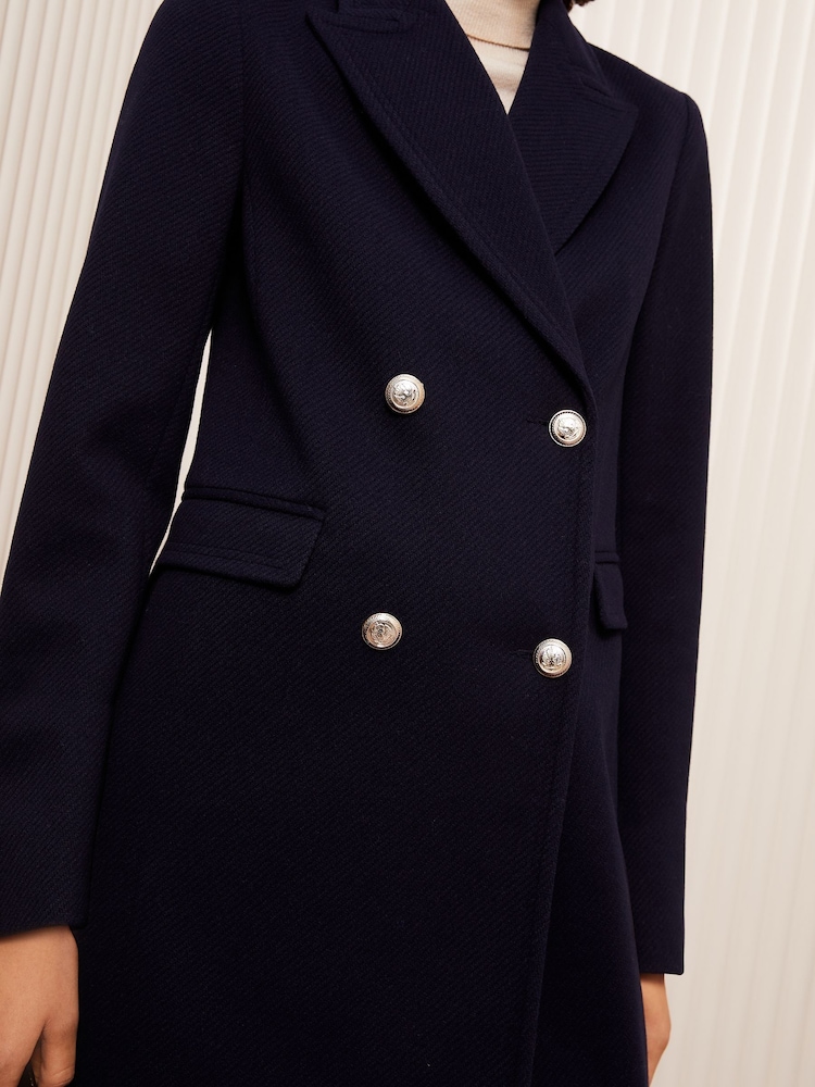 Friends Like These Navy Blue Double Breasted Coat - Image 3 of 5