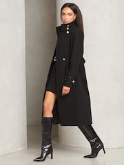 Lipsy Black Funnel Neck Belted Longline Coat - Image 2 of 4
