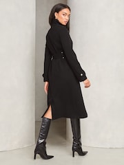 Lipsy Black Funnel Neck Belted Longline Coat - Image 3 of 4
